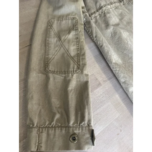 Free People We The Free khaki utility parka jacket Removable Fur Collar Liner M - Picture 10 of 12